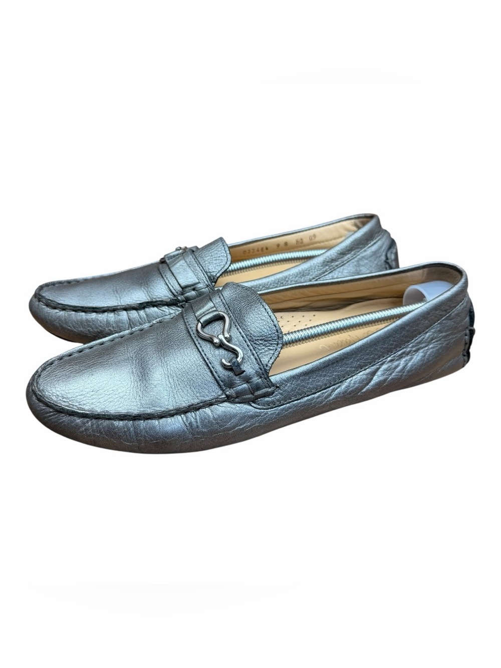 Cole Haan size 9 Metallic Gray Leather Driving Loafers